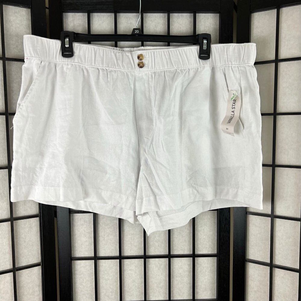 Vanilla Star White Linen Blend Shorts 3X